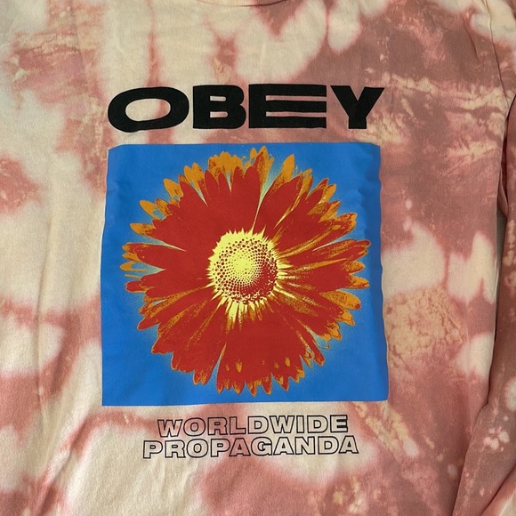 Obey Pink Tie Dye Long Sleeve T-Shirt - Picture 2 of 5